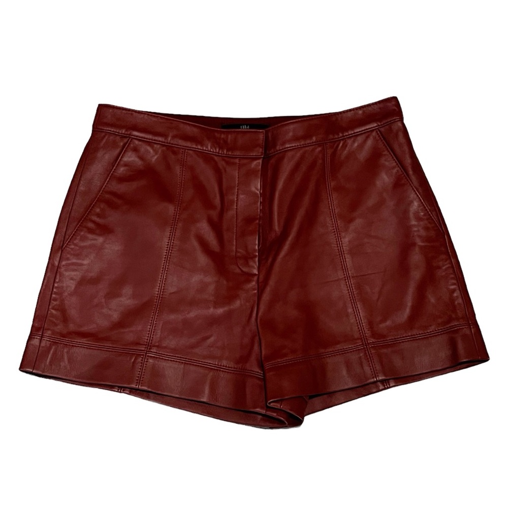 Tibi Women's Red Leather Shorts